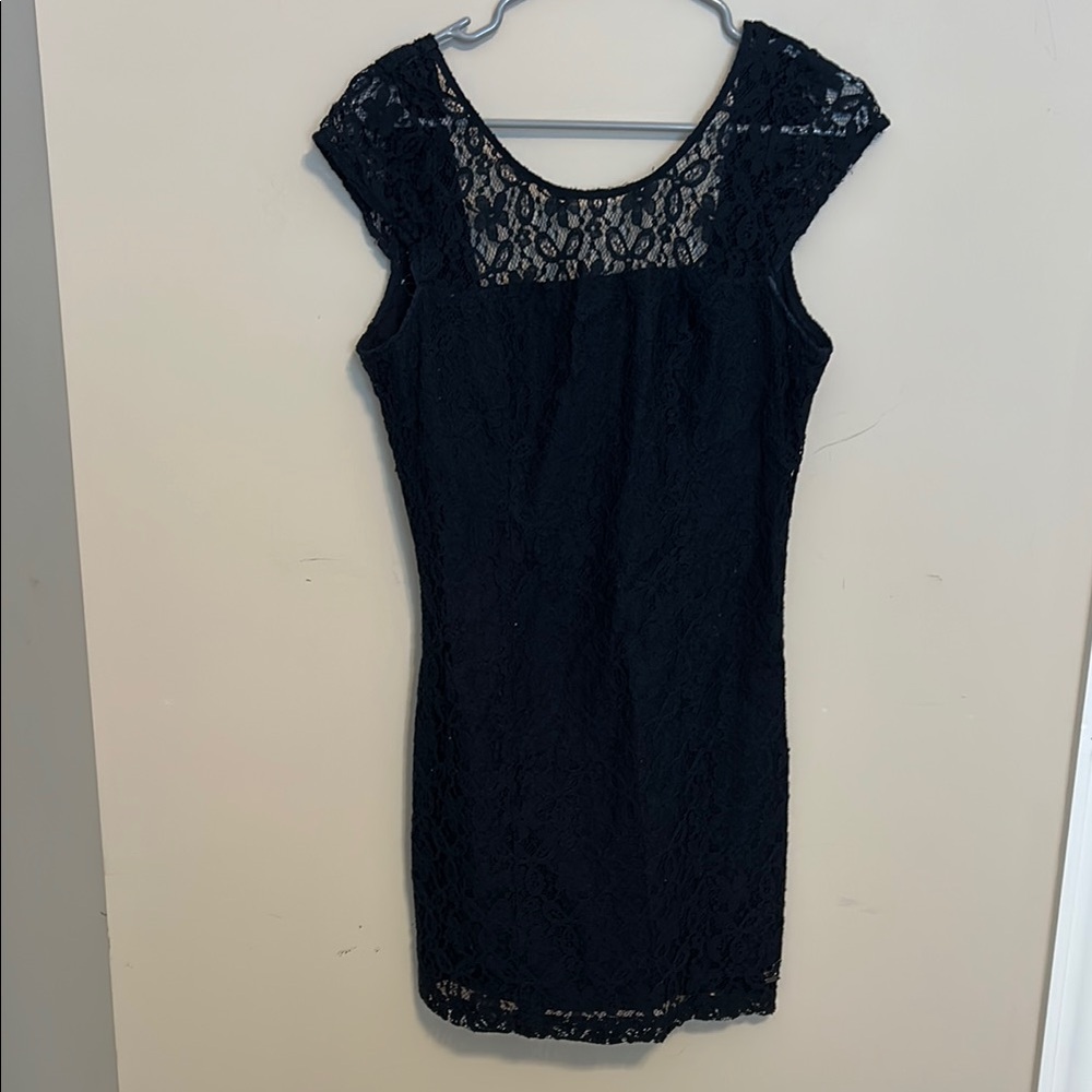 Hollister Black Sheath Mini Dress Cap Sleeve Crew Neck